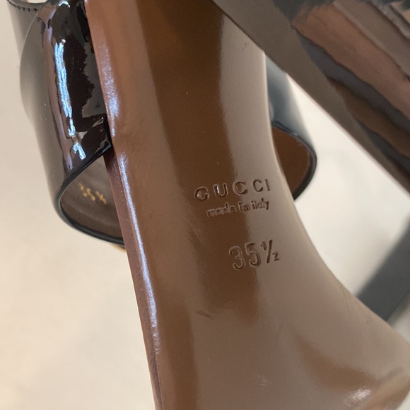 GUCCI
Patent Horsebit Ankle Strap Sandals Block Heel Black 35.5 - Picture 7 of 7